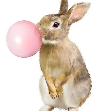 Bunny Rabbit with Bubble Gum - Cute Blowing Bubble - Nursery Child Room Art ' Fitted T-Shirt by ColorFlowArt | Blowing bubbles, Cute animal illustration, Nest art